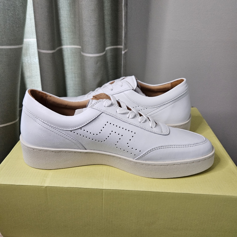 NEW J.Lindeberg Art Tennis Leather Sneaker White Neutral Classic Golf 41 US 8.5 - Picture 6 of 13